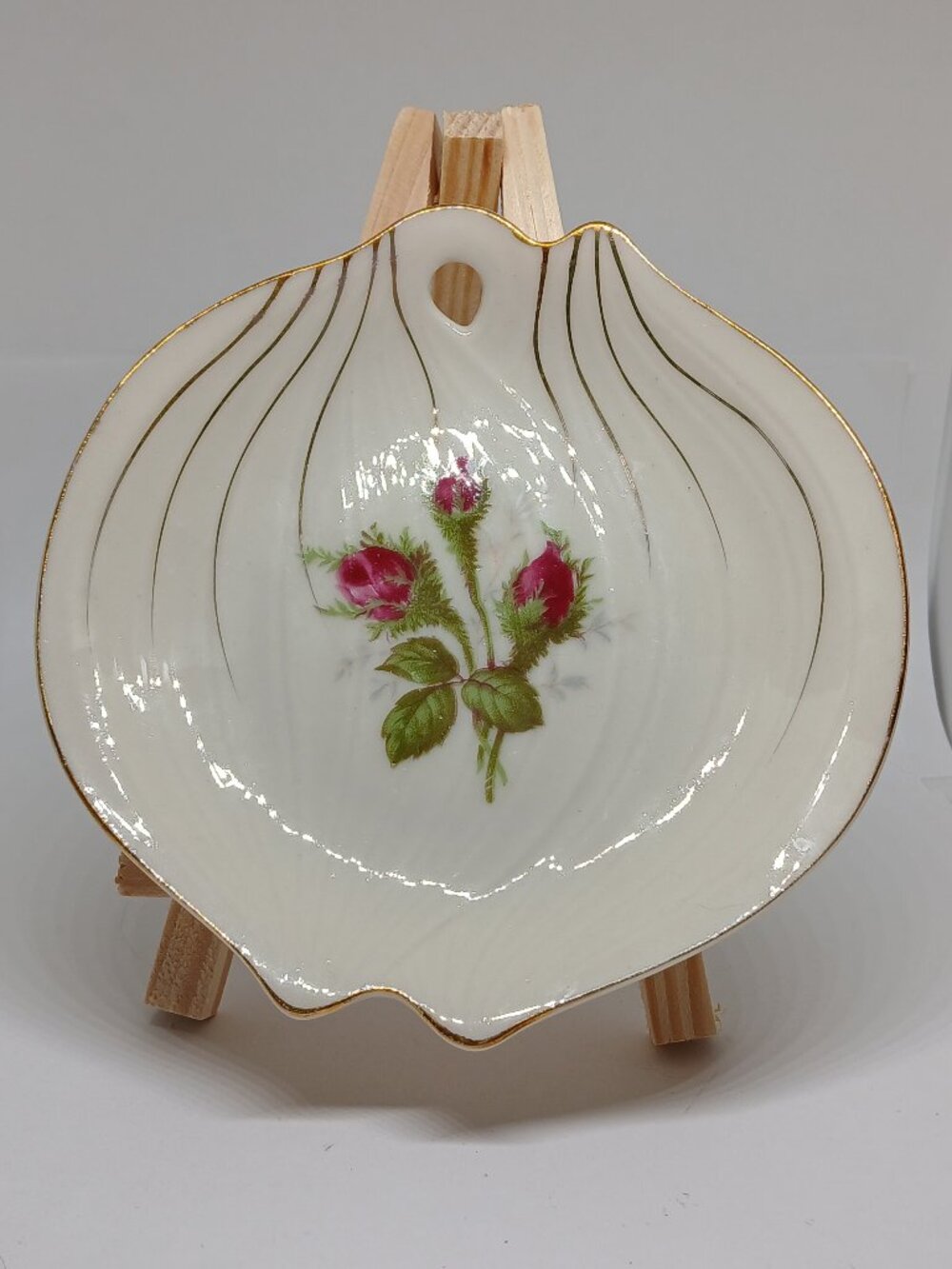 Vintage Antique Norcrest Fine China 8/569 Ashtray Ivory Porcelain Flower Floral
